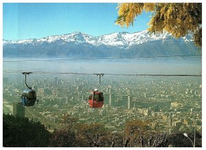 Aerial View Telesferico Santiago, Chile Cable Car San Cristobal Hill Postcard