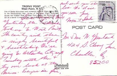 US Used. West Point, New York. beautiful view. Stamp is # 1592. Dated 1980