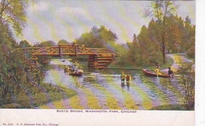 Illinois Chicago Rustic Bridge In Washington Park 1909