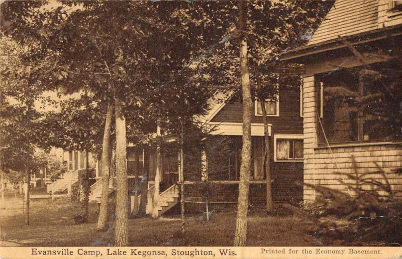 Stoughton Wisconsin view of Evansville Camp Lake Kegonsa antique pc Z19577