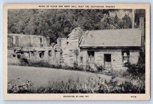 1940 Occoquan Virginia VA Vintage Postcard Ruins Flour Grist Mill Destroyed Fire