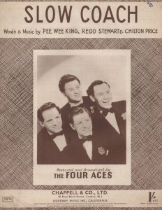 Slow Coach The Four Aces 1950s Sheet Music