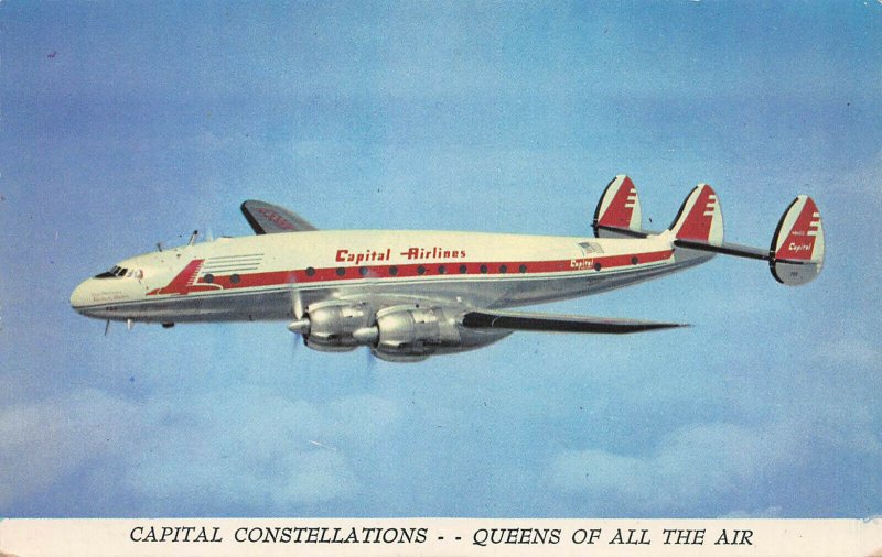 Capital Airlines, Capital Constellations, Circa 1950's Postcard, Unused