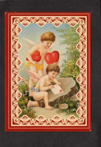 Valentine Greetings Cupids Writing letters Hearts Postcard