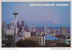 Seattle And Mount Rainier At Sunset Seattle Washington 1984