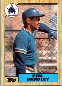 1987 Topps Baseball Card Phil Bradley Seattle Mariners sk3325