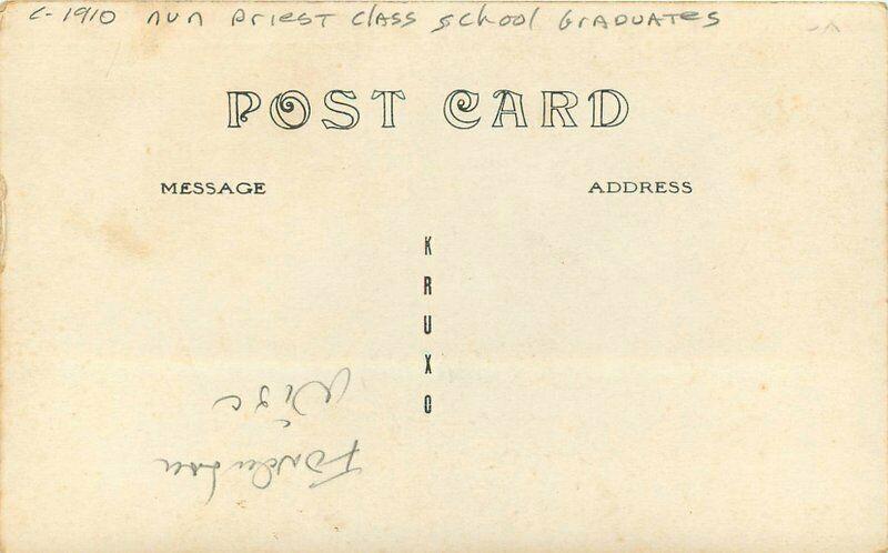 Class School Gradates C-1910 Nun Priest RPPC Photo Postcard Interior 5506