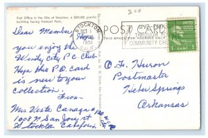 1951 Post Office Building Tree City of Stockton California CA Vintage Postcard 