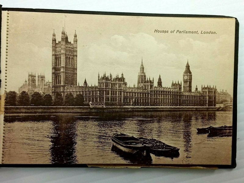 Vintage Postcard 1910's London Book Set of 11 House of Parliament, Westminster