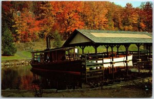 VINTAGE POSTCARD THE OSPREY 48-FOOT STEAMBOAT AT ADIRONDACK MUSEUM N.Y.