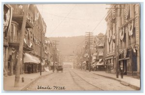 Patriotic Flags Cenntenial Parade Salamanca NY, Cattaraugus RPPC Photo Postcard