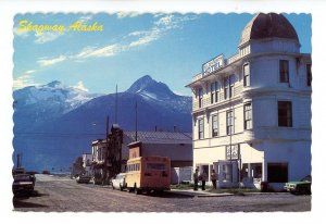 AK - Skagway. Golden North Hotel, Street Scene & Mt Harding (continental size)