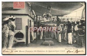 Old Postcard warship Gymnastics Exercises on board