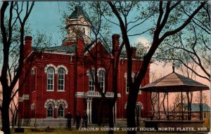 North Platte, NE Nebraska  LINCOLN COUNTY COURT HOUSE  Men~Bandstand  Postcard