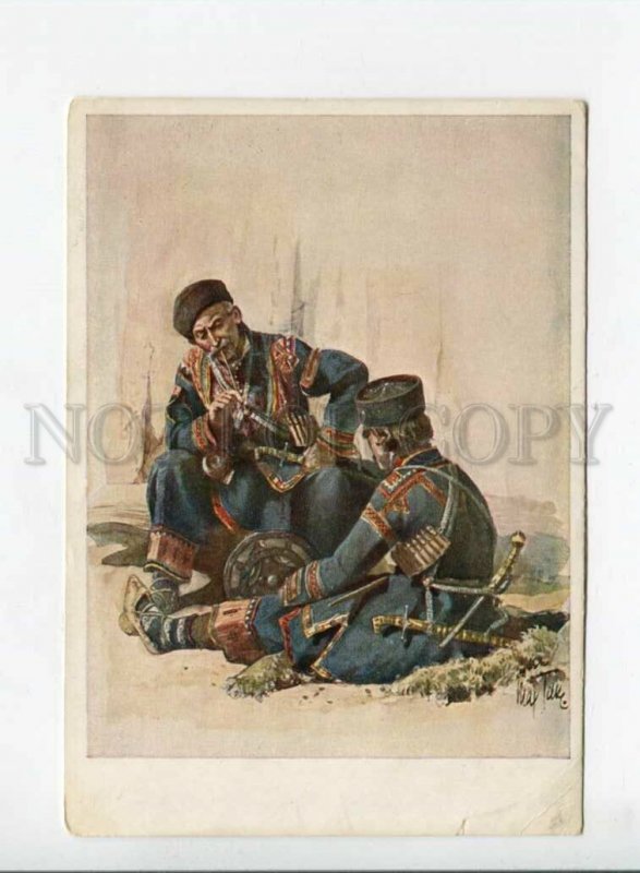 3105142 CAUCASUS Georgia men Hevsurs smoking by Tilke Vintage