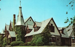 Vintage Postcard Barrington Town Hall Medieval Architecture Rhode Island R.I.