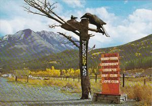 Canada Alberta Blairmore Crows Carving Entrance To Crowsnest Pass