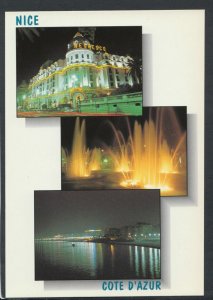 France Postcard - Nice by Night, Cote d'Azur      T4749