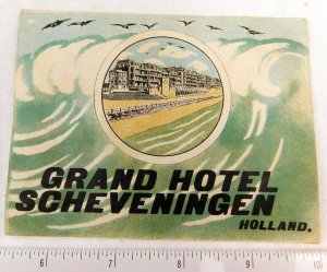 1920's-30's Grand Hotel, Scheveningen, Holland Luggage Label Vintage Original E5