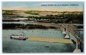 1915 Aerial View Eagle Point Wagon Bridge Dubuque Iowa IA Antique Postcard