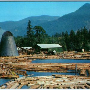 c1950s Ore Oregon Northwest Saw Mill Log Pond Occupational Factory Postcard A225