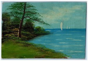 Duluth Minnesota MN Postcard Hand Drawn Painted Art On Board 1961 Posted Vintage