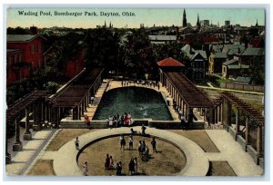1913 Bird's Eye View Wading Pool Bomberger Park Daytona Ohio OH Posted Postcard