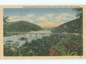 Unused Linen SANDY HOOK BRIDGE Harpers Ferry West Virginia WV d4076