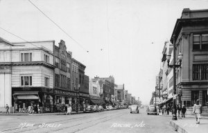 J74/ Racine Wisconsin RPPC Postcard c40-50s Street View Stores 120