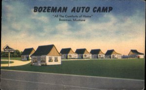 Bozeman Montana MT Bozeman Auto Camp Motel Cottages Linen Vintage Postcard