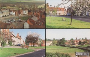 Folkingham Lincolnshire Town Sign Market Place Teapot Postcard