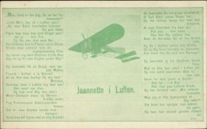 Pioneer Aviation Airplane Jeannette Luften Poem c1910 Postcard