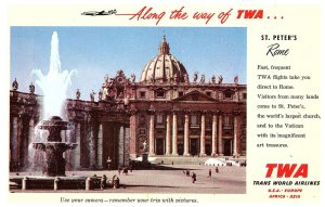 Trans World Airlines St Peters Rome Airplane Postcard