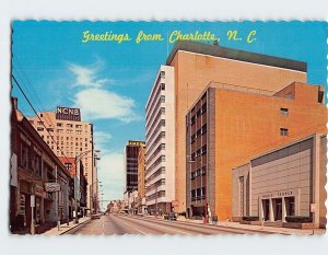 Postcard Tryon Street Greetings from Downtown Charlotte North Carolina USA