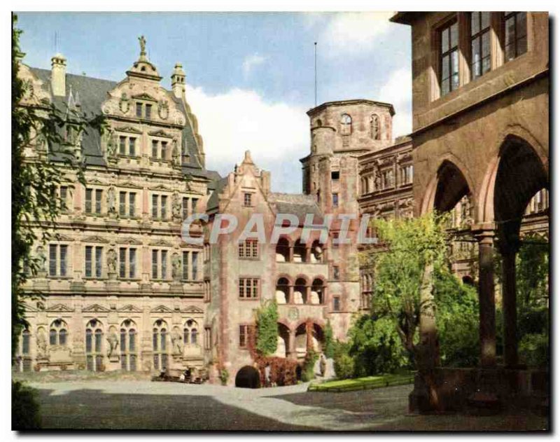 Postcard Modern Heidelberg Schlobhot Chateau court