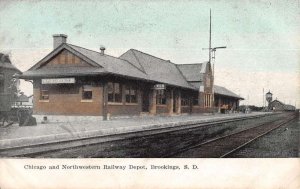 Brookings South Dakota Northwestern Railway Depot Exterior Vintage Postcard KK56