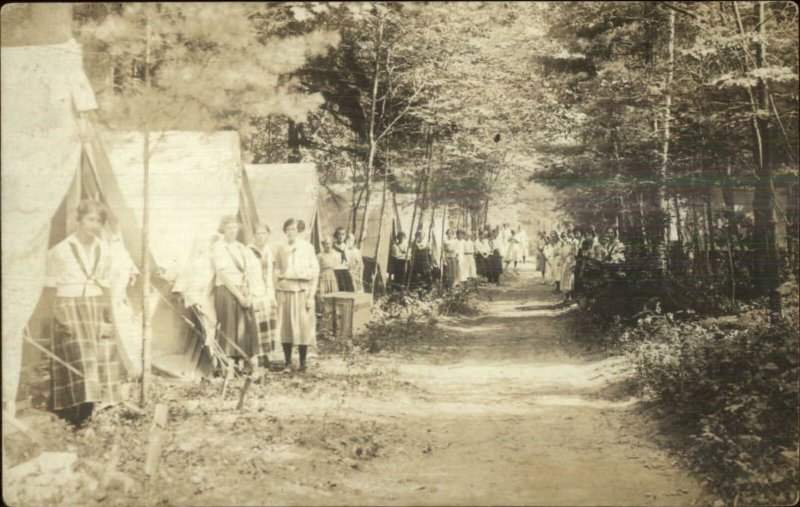 Girls Camp Tents - Camp Beckett Upper Randall Written on Back c1920 RPPC