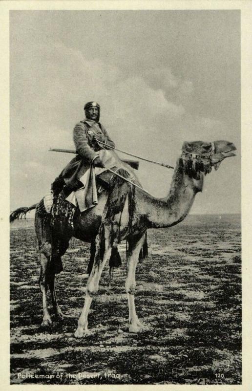 iraq, Iraqi Policeman of the Desert on Camel (1920s) Postcard