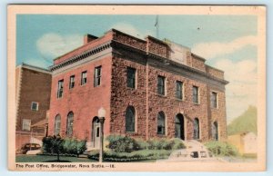 BRIDGEWATER. NS Canada~ POST OFFICE ~ 1953 Car Lunenburg County   Postcard