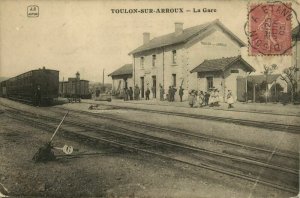 france, TOULON-SUR-ARROUX, La Gare, Railway Station (1905) Postcard