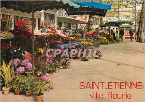 Modern Postcard Saint Etienne Loire Ville Fleurie march to People's Square fl...