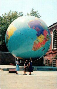 Wellesley, MA Massachusetts HUGE WORLD GLOBE Babson Institute Campus Postcard