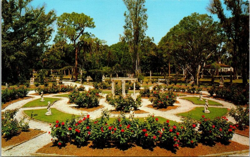 Vtg Sarasota FL Mable Ringling Rose Garden John Ringling Residence Postcard