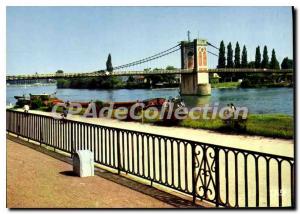 Postcard Old Trevoux Ain the Suspension Bridge on the Saone