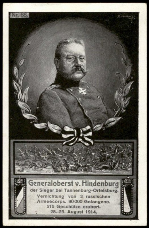 Germany WWI General Hindenburg Tannenburg Patriotic Feldpost PPC G67418