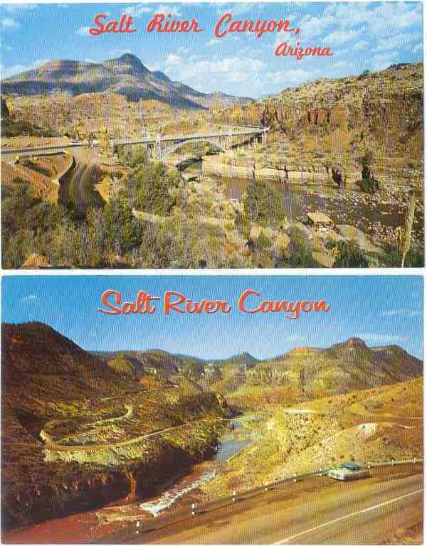 2 Card of Salt River Canyon Bridge, Arizona, AZ, Chrome