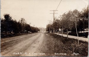 Dauphin Manitoba Main Street North & Courthouse Real Photo Postcard H39