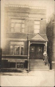 Chicago IL Illinois 200 Albany Ave Apt Building Real Photo Postcard c1910