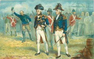 c1910 UK Military Nelson leaving Trafalgar artist impression Postcard 25-6081