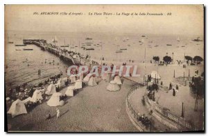 Old Postcard Arcachon Silver Coast instead Thiers beach and Jetee Promenade